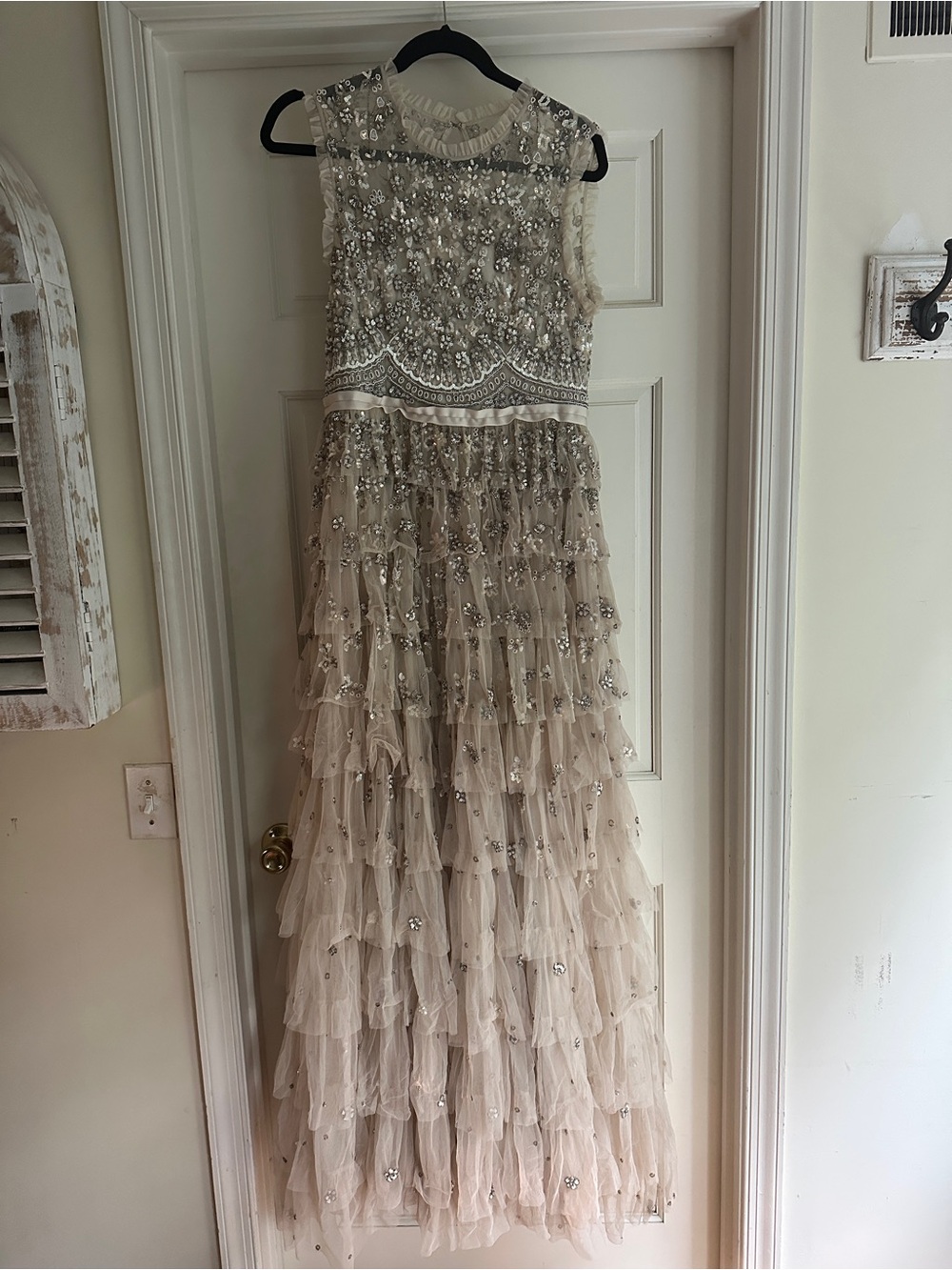 Needle & Thread Champagne Bridal Gown with Sequin Embellishment